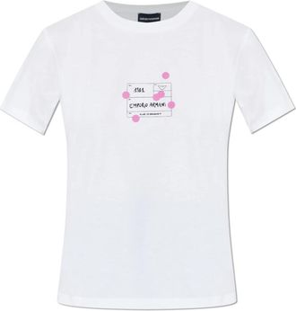 Emporio Armani ASV Jersey T-shirt met adelaarprint - Dames - T-shirts - Wit - L - Katoen - Tops
