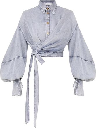 Zimmermann Rebellion Denim Wrap Top - Dames - Overhemden - Blauw - L - Denim - Overhemden