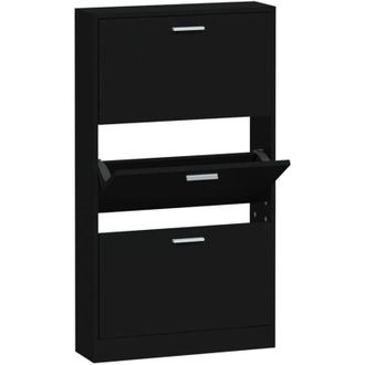 vidaXL Mueble Zapatero Madera Contrachapada Negro 59x17x108 Cm Vidaxl