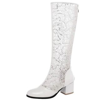 Generic Womens Winter Stiletto Pointed Toe Heeled Knee Boots Wine Glass Heel Side Zipper Thigh Booties