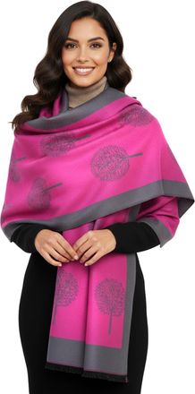 The Accessory Co. Cashmere Tree of Life Scarf - Reversible Pashmina Shawl, Winter scarf for women, Large Wrap, Warm and Soft Scarf, Tree of Life Print, Long Ladies Wrap