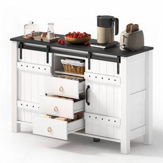 STILVORA Aparador Con 2 Puertas Correderas Y 3 Cajones Para Cocina Y Comedor En Mdf 120&times;40&times;80 Cm Blanco