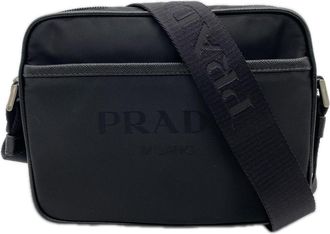 Prada Saffiano Black Nero Nylon Saffiano Shoulder Bag (Pre-Owned)