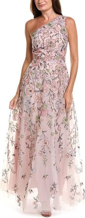 Teri Jon by Rickie Freeman Teri Jon By Rickie Freeman Floral Embroidered Tulle One-Shoulder Gown
