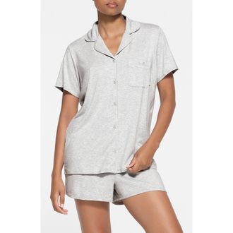 SKIMS Short Sleeve Pajamas in Light Heather Grey at Nordstrom, Size X-Large
