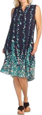 Papillon Henley Dress In Blue Floral