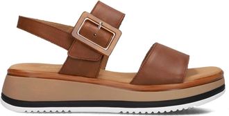 Gabor Schoenen, Dames, Bruin, 42 1/2 EU, Leer, Bruine Leren Sandalen met Peeptoe