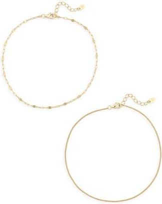 Argento Vivo Set of 2 Chain Anklets in Gold at Nordstrom Rack