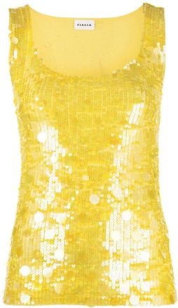 P.A.R.O.S.H. sequin-embellished U-neck vest - women - Spandex/Elastane/PVC/Polyamide - S - Yellow