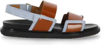 Marni Brown Leather Sandals with Contrasting Color Accents