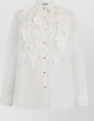 Alberta Ferretti cotton ruffled long-sleeve shirt