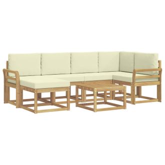vidaXL Conjunto De Sof&aacute;s De Exterior Con Coj&iacute;n 7 Pcs Blanco Y Crema Vidaxl