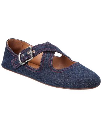 Alaia Ala&iuml;a Criss Cross Denim Ballet Flat