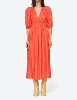 Sea New York Roberta Solid Long Sleeve Dress In Red