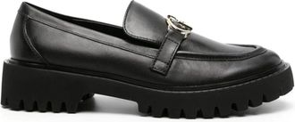 Liu Jo Black Cora 01 Decorative Buckle Chunky Sole Leather Loafers
