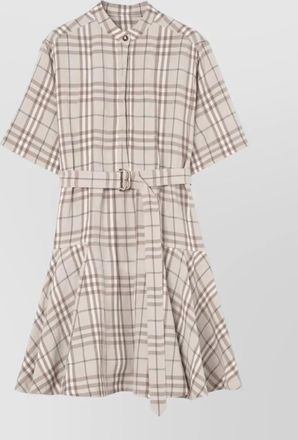 Burberry linen blend checked short-sleeve mini dress
