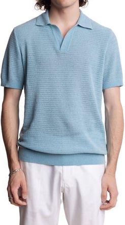 Paisley & Gray Open Knit Johnny Collar Polo in Light Blue Chenille at Nordstrom Rack, Size Xx-Large