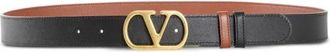 Valentino Garavani Vlogo Signature Omkeerbare Glanzende Kalfsleren Riem 30 mm - Heren - Riemen - Zwart - 95 CM - Leer - Accessoires