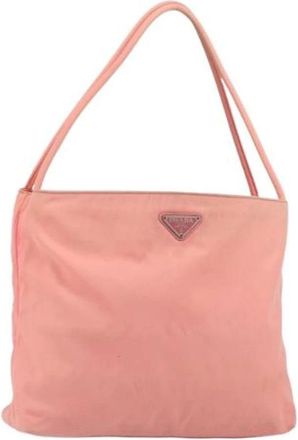 Prada Pre-owned Tote Bags, female, Pink, Size: ONE SIZE Pre-owned Nylon Tote Bag