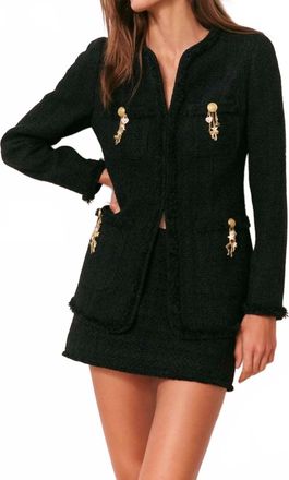 LoveShackFancy Adrina Textured Tweed Jacket In Black