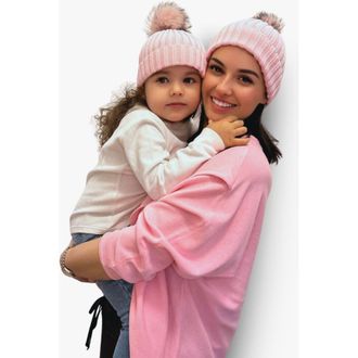 Accouch&eacute;e Mom n Me Beanie Set in Light Pink at Nordstrom