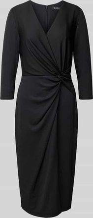 Lauren Ralph Lauren Knielanges Kleid mit Knotendetail Modell CAROLETTE in Black, Größe 36