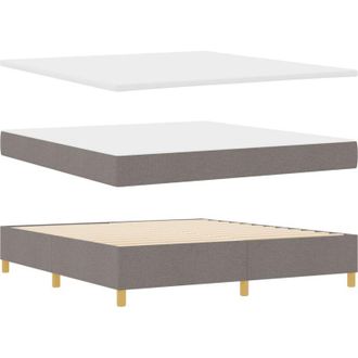 vidaXL Cama Con Somier Con Colch&oacute;n Y Banco Taupe 180x200 Cm Tela Vidaxl