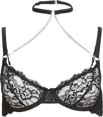 Fleur du Mal Bianca chain lace bra - Black