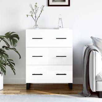 vidaXL Vidaxl - Aparador De Madera Contrachapada Blanco Brillante 69,5x34x90 Cm