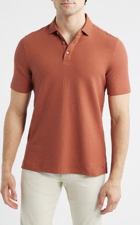 Johnston & Murphy Tilson Textured Performance Polo in Terracotta at Nordstrom, Size X-Large
