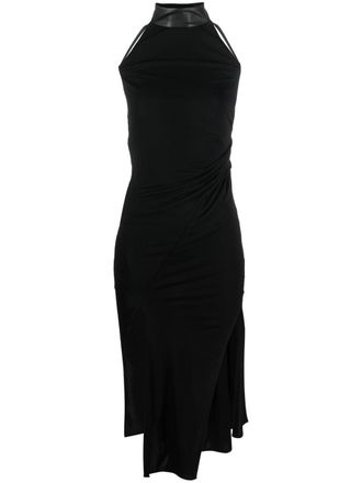 Helmut Lang halterneck asymmetric midi dress - Black