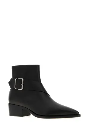Alexander McQueen Mens Black Leather Heron Ankle Boots Calf Skin Stivali