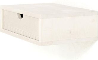 Hannun Mesita de noche flotante de madera maciza de color blanco