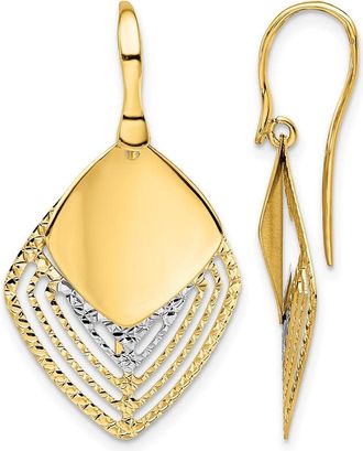 Diamond2Deal 14k White God Polished Brushed Drop Dangle Earrings