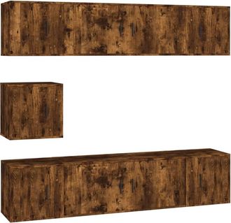 Berkfield Home 7 Piece TV Cabinet Set Smoked Oak Engineered Wood in Brown