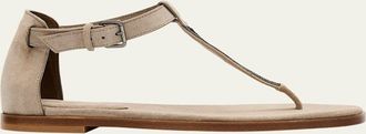 Brunello Cucinelli Suede Monili Sandals