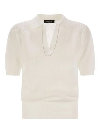 Fabiana Filippi V-neck T-shirt - women - Cotton - 40 - Neutrals