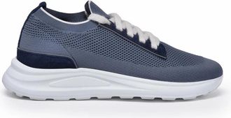 Eleventy Blue Suede Stretch Fabric Sneakers