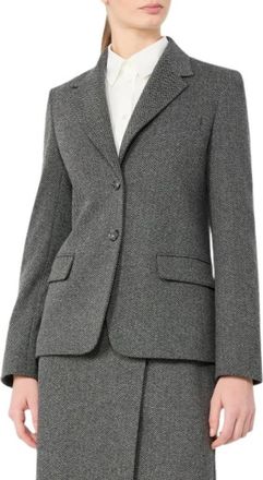 Max Mara Gestructureerd Jasje - Dames - Blazers - Grijs - XS - Katoen - Jassen