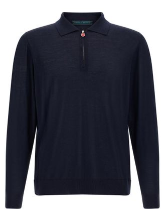 Kiton Blue Solid Shirt Collar Polo