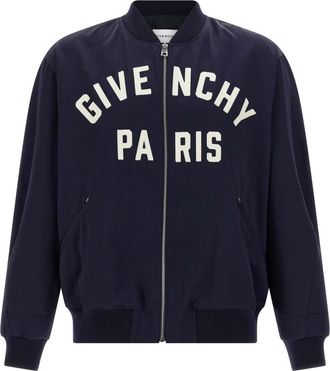 Givenchy Logo Bomber Jacket - Heren - Bomber jackets - Blauw - M - Katoen - Jassen