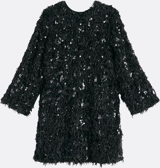 La Redoute Collections Korte, wijd uitlopende jurk met pailletten, 3/4 mouwen