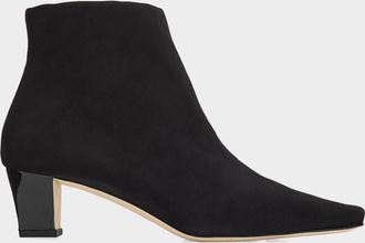 Manolo Blahnik Jaima Suede Side-Zip Ankle Boots