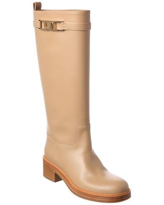 Ferragamo Ferragamo Vara Chain Leather Knee-High Boot