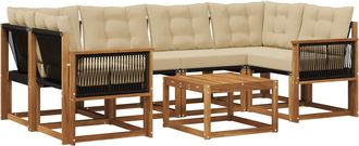 vidaXL Conjunto De Sof&aacute;s De Exterior 7 Uds. Natural Y Beige Vidaxl