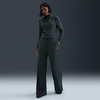 Nike Womens Nike Sportswear Phoenix Plush High-Waisted Wide-Leg Cozy Fleece Pants in Green | FN3622-390