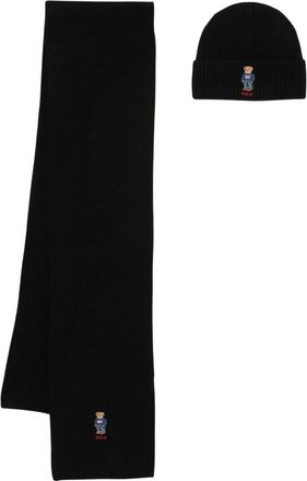 Polo Ralph Lauren Sjaal en Muts Cadeauset - Heren - Accessoires - Zwart - Maat: ONE Size Wol