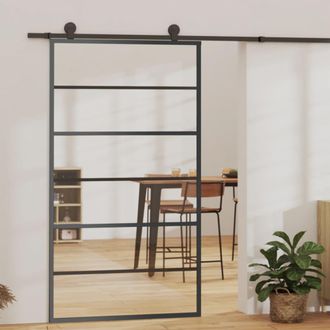 vidaXL Vidaxl - Puerta Corredera Con Herrajes Esg Vidrio Y Aluminio 102x205 Cm