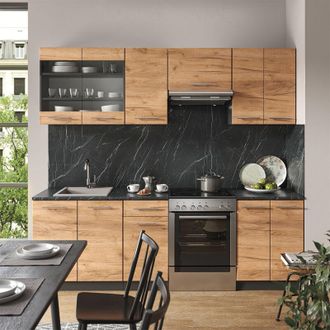 Vicco Mueble De Cocina Fame-line, Oro Power Roble/antracita, 240 Cm, Et Antracita