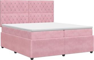 vidaXL Cama Box Spring Con Colch&oacute;n Rosa 200 X 200 Cm Terciopelo Vidaxl